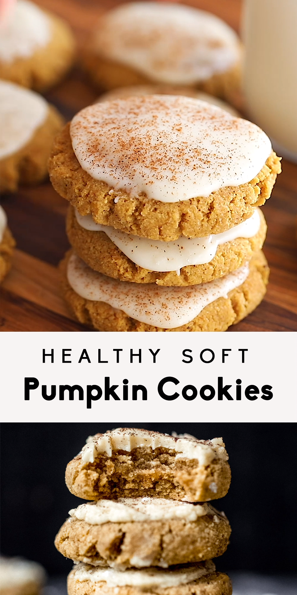Healthy Soft Pumpkin Cookies with Salted Maple Frosting #pumpkinpiecookies