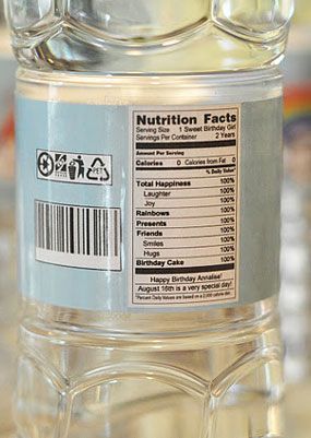 DIY tutorial for creating custom water bottle labels personalized nutrition facts about birthday ...