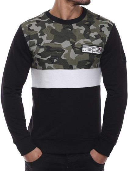 Baskili Siyah Sweatshirt 2169 Erkek Sweatshirt Siyah Siyah Erkek