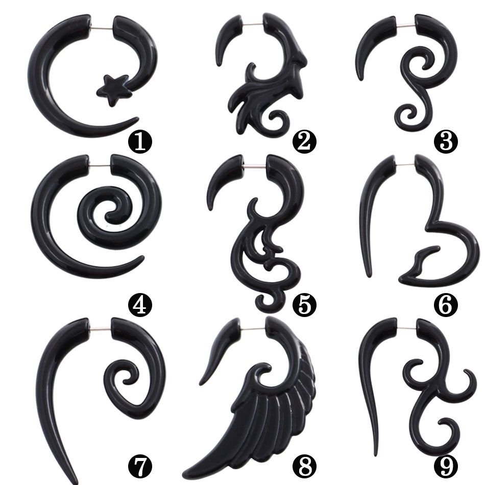 2 Pcs Preto Torcao Espiral Orelha Acrilico Falso Cheater Expansores Taper Gauges Plugs Tunel Piercing Joias Corpo Swan Earrings Tunnels Ear Tapers Body Jewelry