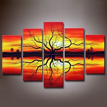 Sunset 5-panel Canvas Wall Art Set - AU$180.74 : Homary.com Hand Painted Canvas, Canvas Wall Art, Canvas Paintings, Buy Canvas, Canvas Prints, Painting Projects, Art Projects, Pics Art, Tree Art