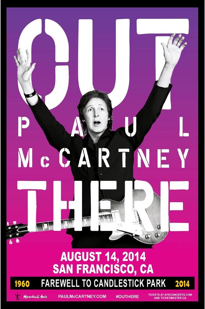 Paul McCartney 2014 Concert poster Candelstick Park San Francisco