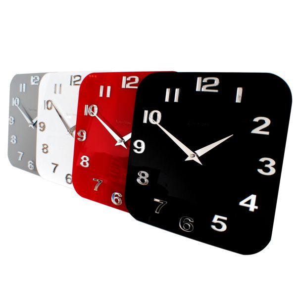 White Red Silver Black Gloss Roco Verre Acrylic Modern Retro White Red Silver Black Gloss Roco Verre Acrylic Modern Retro Wall Clock