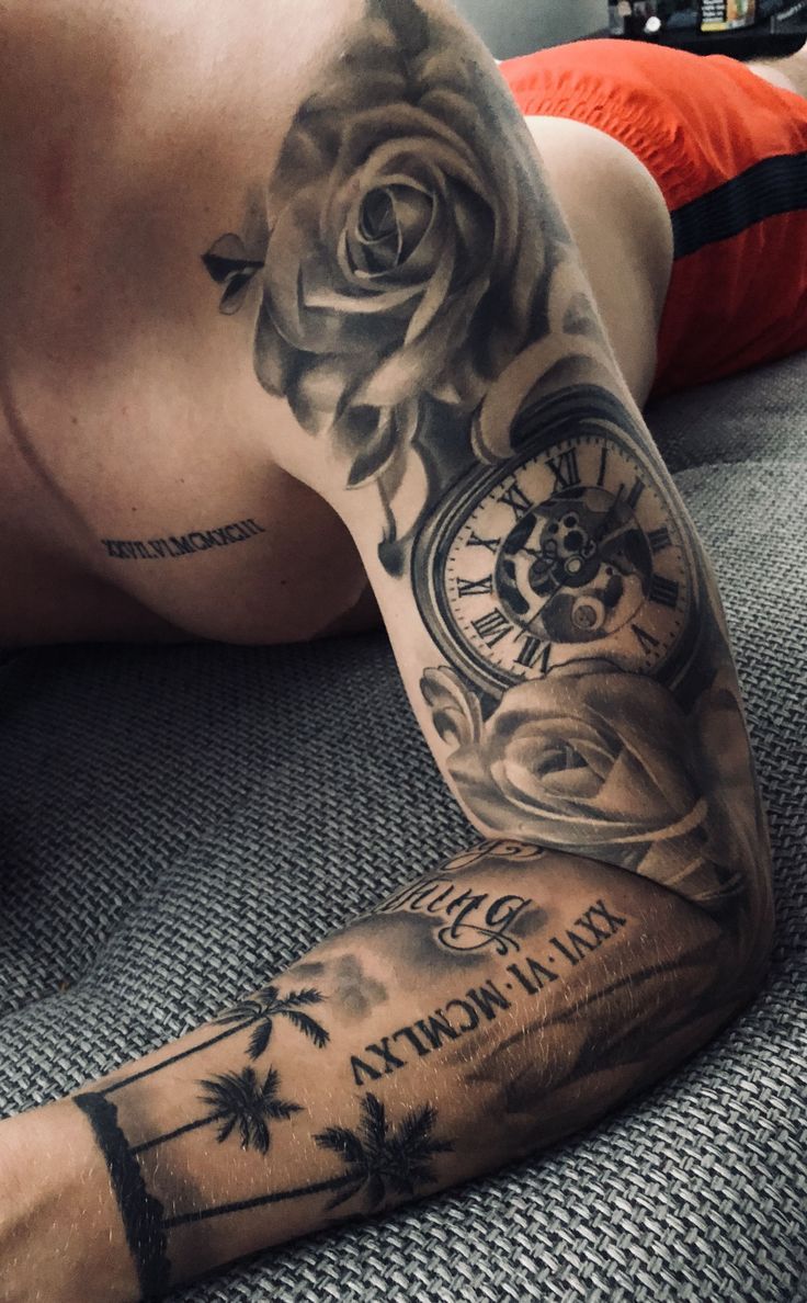 tattoo rose clock palms tryeverything wings 