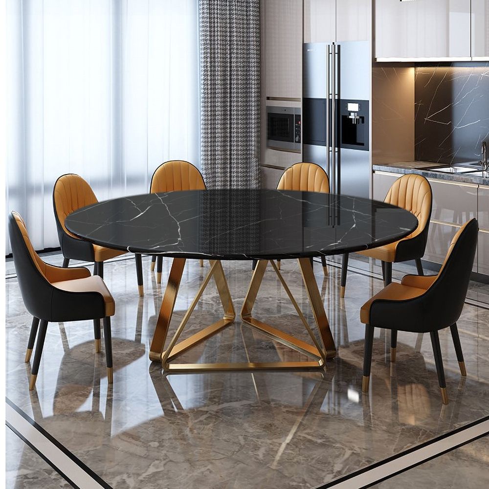 White Modern Round Marble Dining Table With Stainless Steel Base In 2021 White Modern Round Marble Dining Table, Small Round Black Marble Dining Table