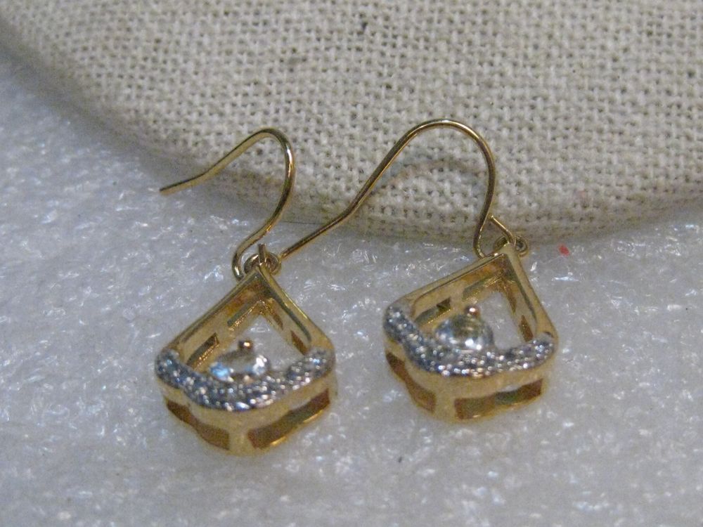 GW Sterling Silver Dangle Hoop CZ Earrings Framed Hoop 1 Signed PAJ gw-sterling-silver-dangle-hoop-cz-earrings-framed-hoop-1-signed-paj