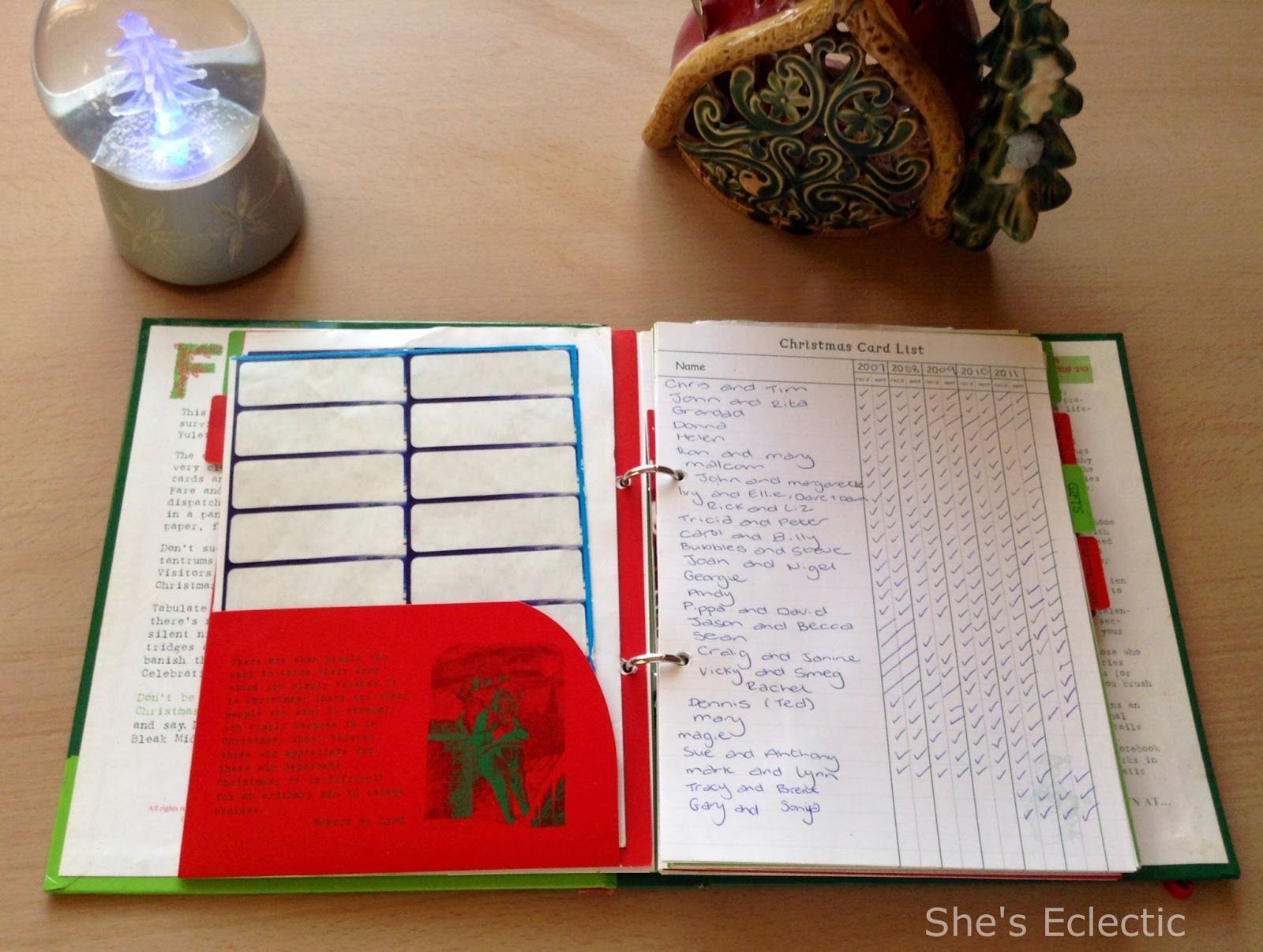 christmas card list sent and received dodo book of christmas