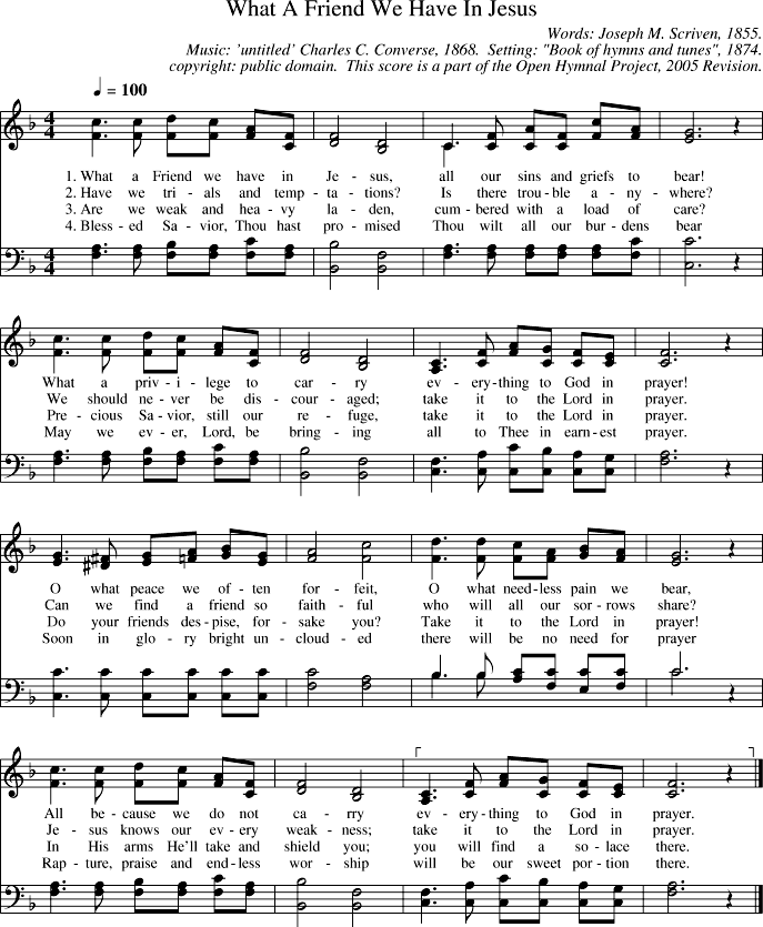 hymn study what a friend we have in jesus homeschool and what a friend we have in jesus sheet music