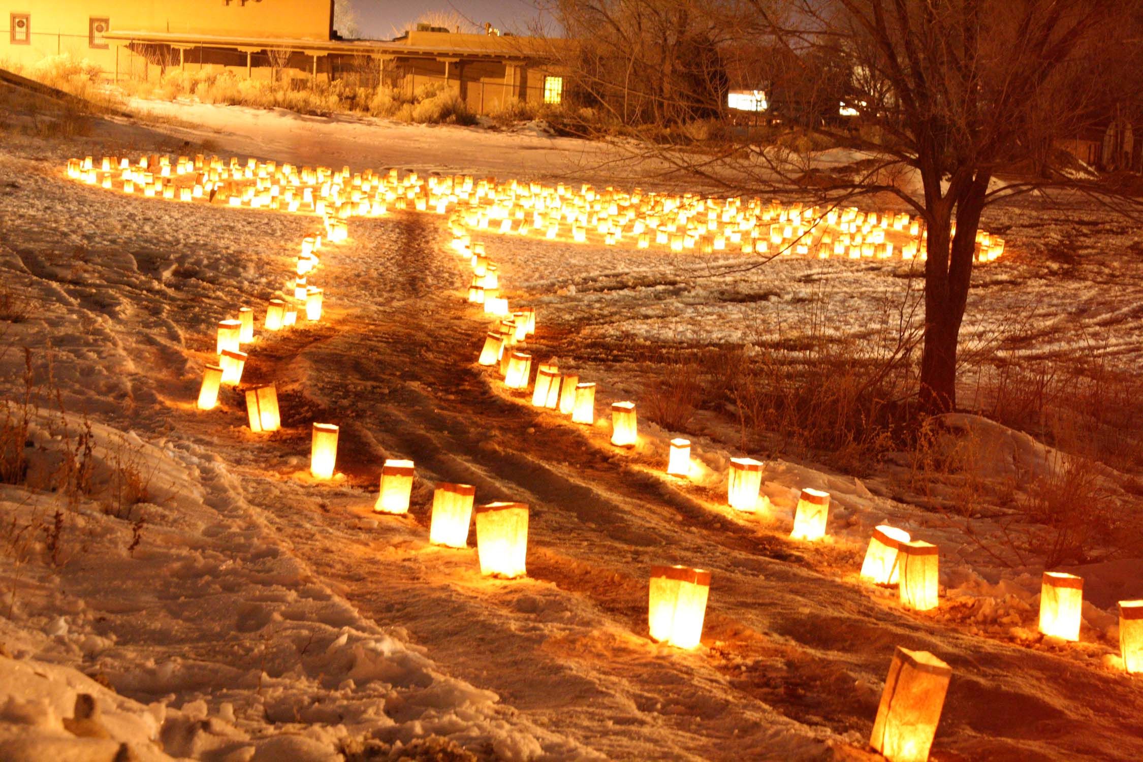 During the Winter Solstice we create a farolito labyrinth. Winter