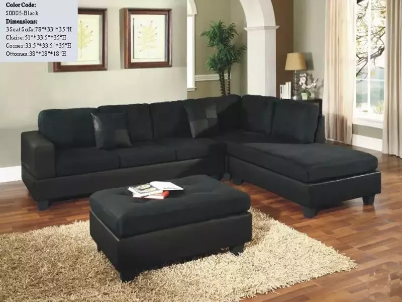 Us Pride S0005 Black Microfiber Sectional Sofa Couch Home Sweet Us Pride S0005 Black Microfiber Sectional Sofa Couch