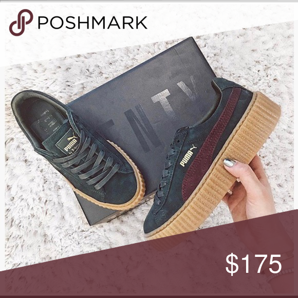 Rihanna creeper “Bordeaux green “ Brand new in box Size 8.5 Also have satin black pair in same size Willing to make a bet… | Tênis puma, Sapatos, Sapato tumblr