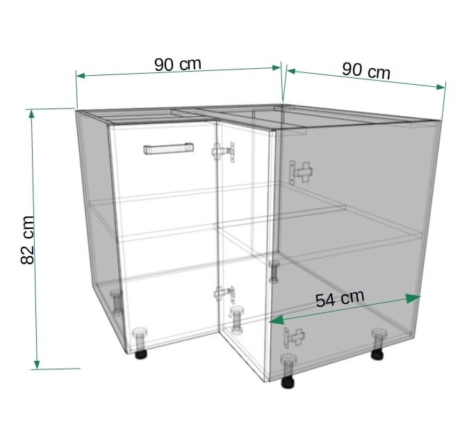 GLOSS Standing corner cabinet 90 RIGHT