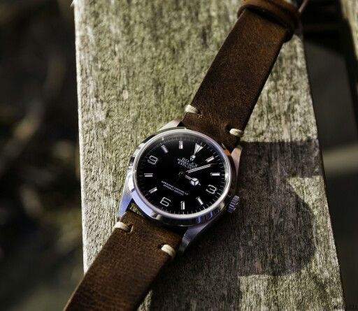 Rolex Explorer 1 36mm 114270 on brown leather strap