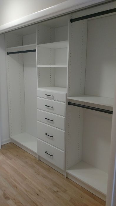 Custom Reach-in Closet Gallery, Closet King, Saddle Brook, NJ Small Closet Design, Small Master Closet, Master Closet Design, Master Bedroom Closet, Small Walk In Closet Ideas, Small Walkin Closet, Small Closet Storage, Bedroom Closets, Small Closets