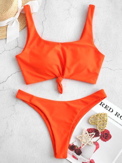 ZAFUL Neon Knot High Leg Bikini Swimsuit ZAFUL Neon Knot High Leg Bikini Swimsuit