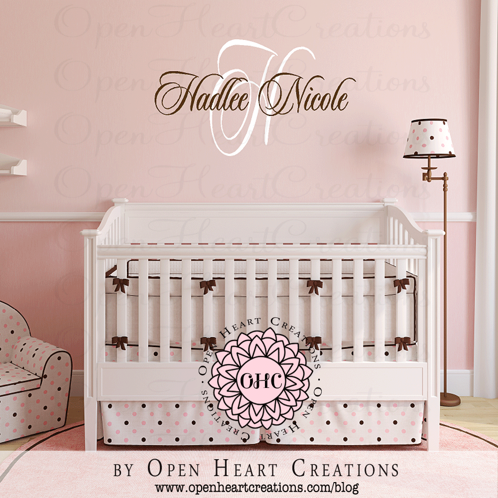 Open Heart Creations Initial And Name Overlay Custom Wall Decal Custom Wall Decal Nursery Decals 25 00 Http Www Openheartcreations Initial And Name Overlay