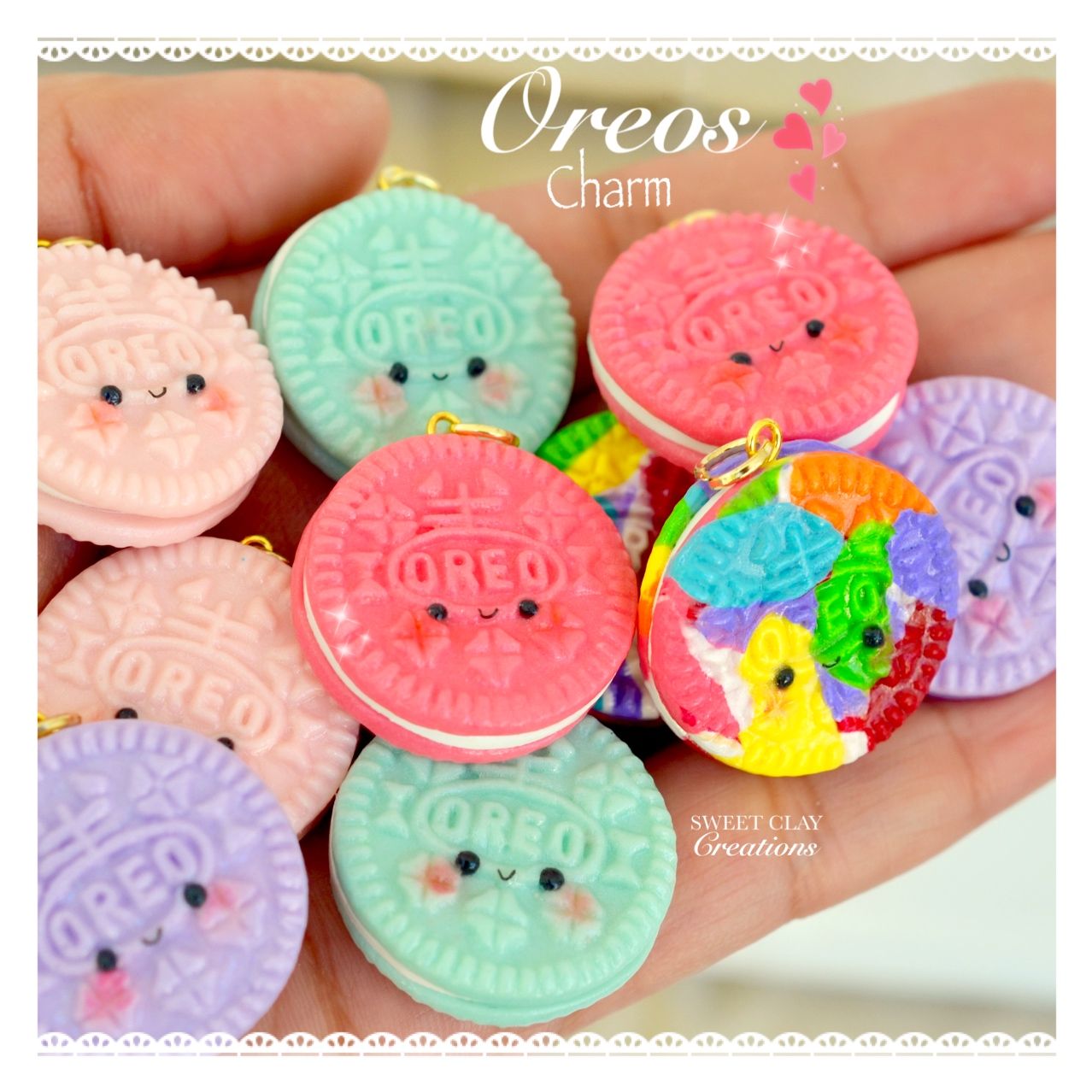 25+ Kawaii oreo charms Miniature Food Jewelry Polymer Clay Charm Handmade