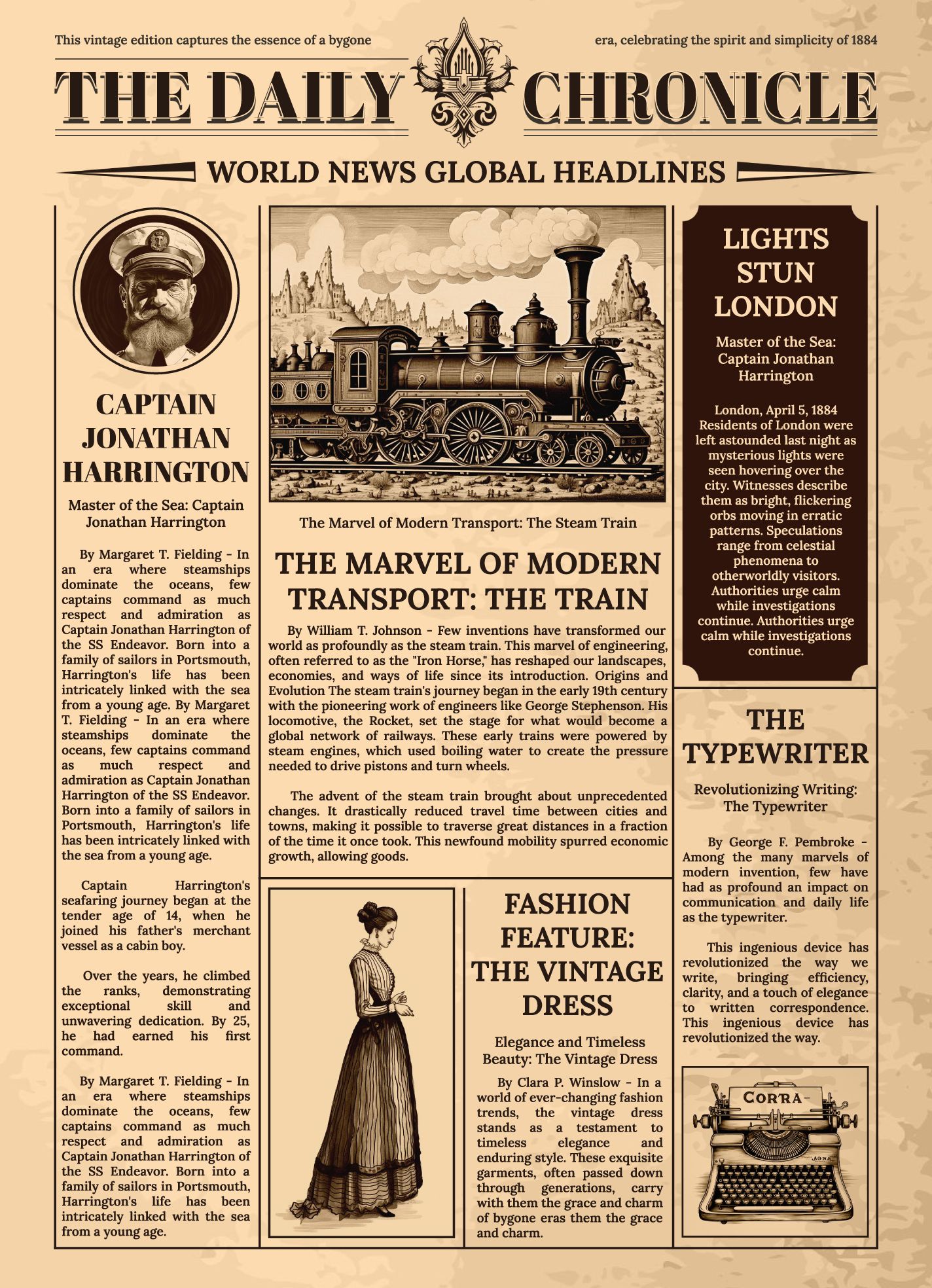 Vintage Retro Newspaper Free Google Docs Template