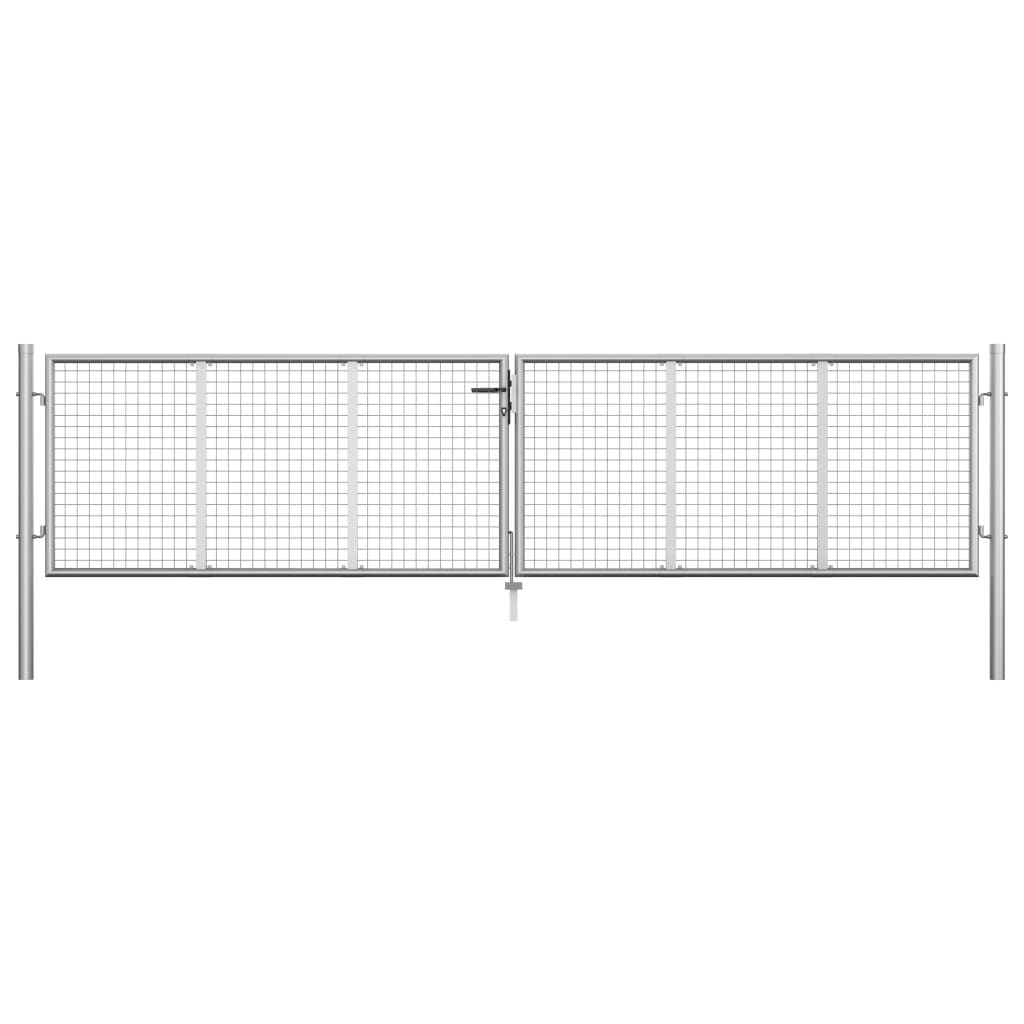 vidaXL garden gate galvanized steel 415 x 125 cm silver