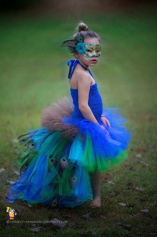 Pretty Homemade Peacock Costume for a Girl Peacock Halloween Costume, Halloween Costumes Kids