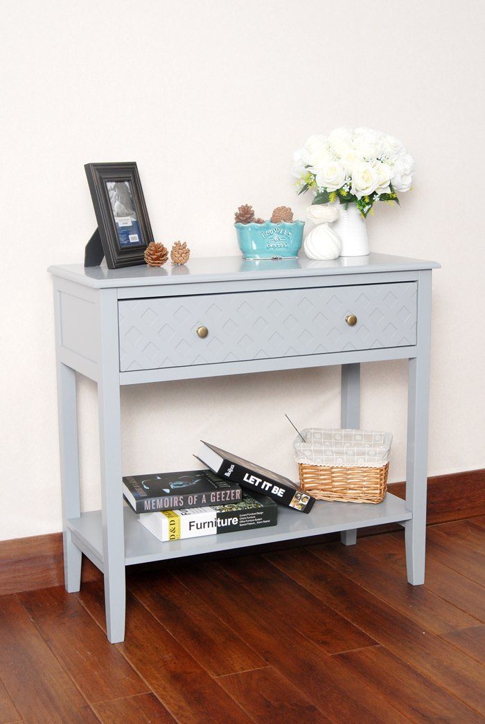 89 99 Com Grey Finish Pattern Design Console Sofa Entry Table With Shelf Drawer Kitchen Dining Entryway Furniture Grey Finish Pattern Design Console Sofa, Sofa Table With Shelves And Drawers