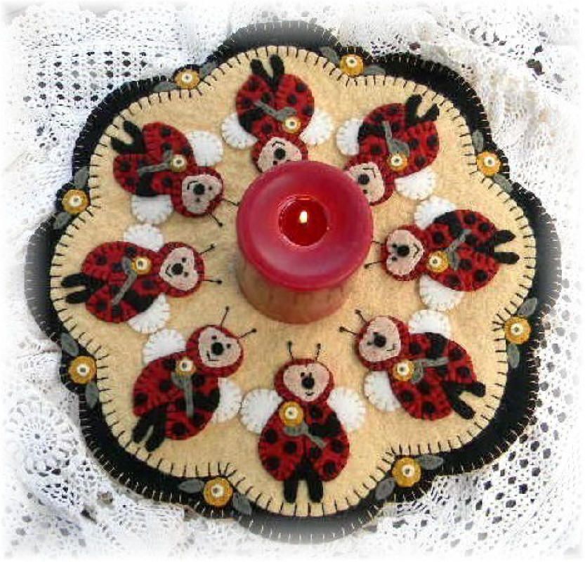 Bee My Honey Bee Spring Summer Penny Rug Candle Mat Pattern Applique Penny Rug Patterns Candle Mats Patterns Penny Rug