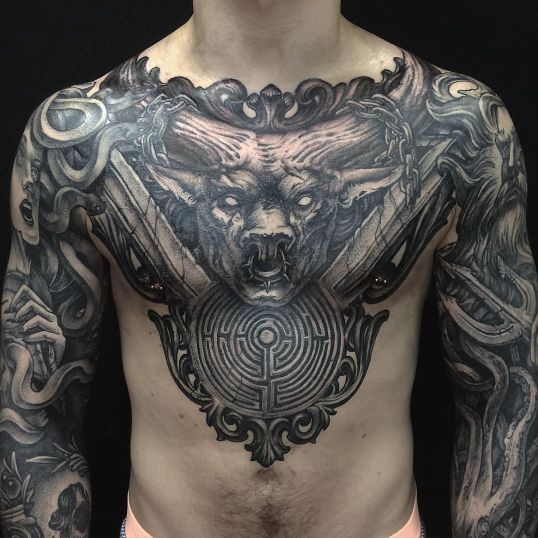 ANDREW STRYCHNINE Cool chest tattoos, Trendy tattoos, Tattoos