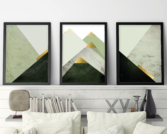Scandinavian Art Print Mountain Print Geometric Minimalist Wall Art Nordic Print