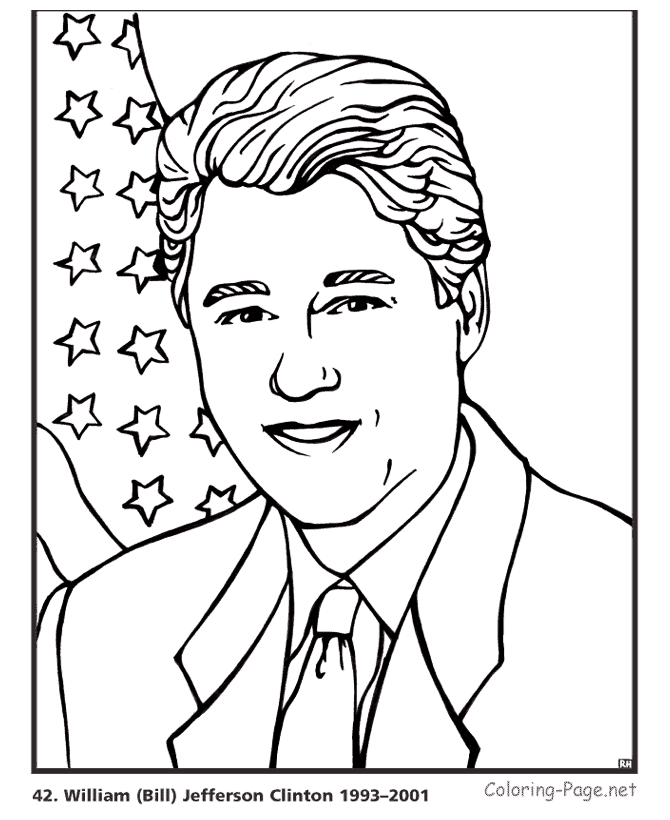 Bill Clinton Us President Coloring Page American History Bill Clinton Us President Coloring Page