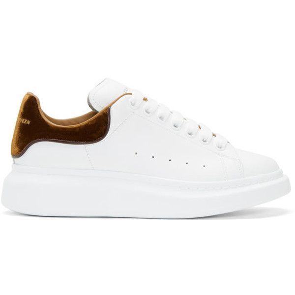 Alexander Mcqueen White And Tan Oversized Sneakers 13 450 Uah Liked On Polyvore Featuring Men S White Leather Sneakers Men White Sneakers Men Tan Shoes Men