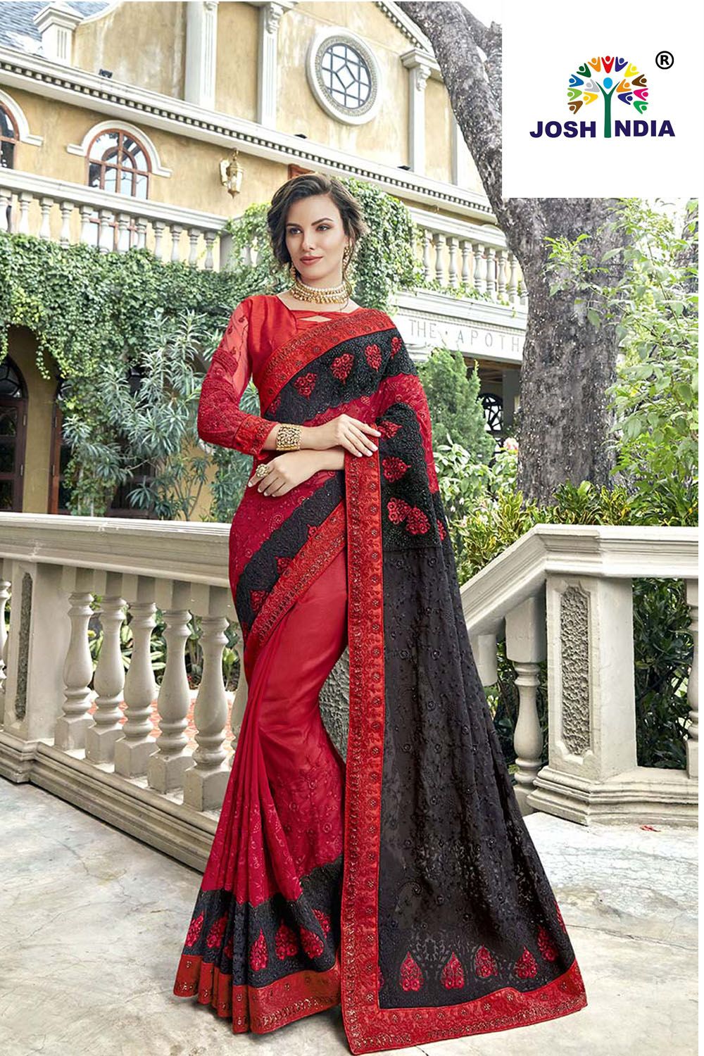 Damen Indisch Bollywood Chiffon Ready Made Saree Designer Hochzeit rot schwarz grau Damen Indisch Bollywood Chiffon Ready Made Saree Designer Hochzeit rot schwarz grau