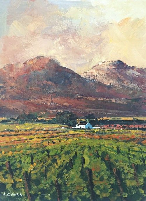 Landscape Paintings Oil Painting - Cape Vineyards by Mauro Chiarla African Artwork, South African Artists, List Of Artists, Art Portfolio, Oil Painting Landscape, Farms, Art Ideas, Landscapes, Aaa