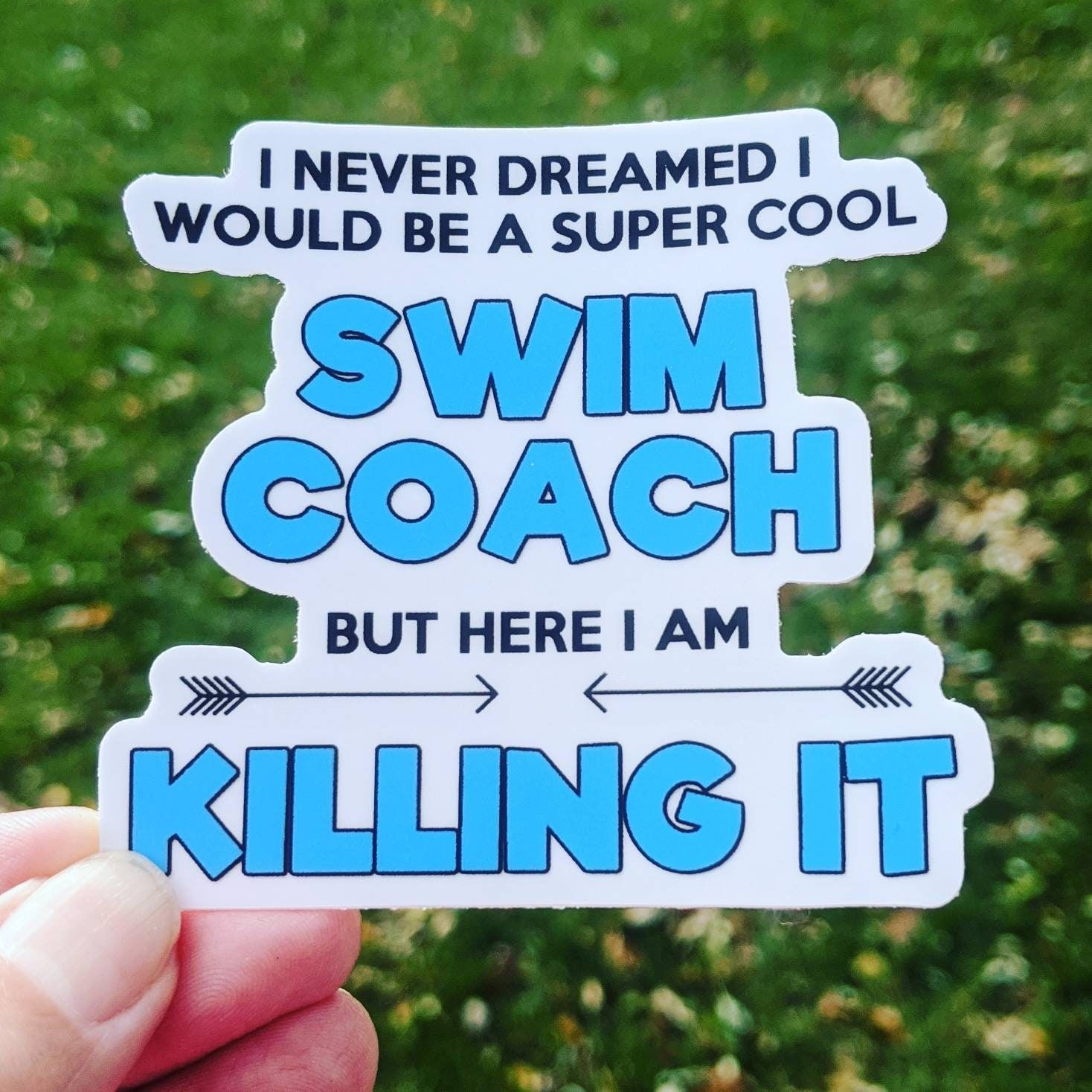 "Swim Coach Vinyl Sticker Vinyl sticker Dishwasher safe Vibrant colors Made to last on a water bottle, phone case, or computer and even your car or car window Perfect for your favorite swim coach. Tag Size: SMALL 3\" x 3\" LARGE 4.5\" x 5'" Swim Coach Gifts, Swim Gifts, Swimming Drills, Swimming Workout, Swim Party Favors, Swim Team Quotes, Swim Team Shirts, Triathlon Gift, Swimming Benefits