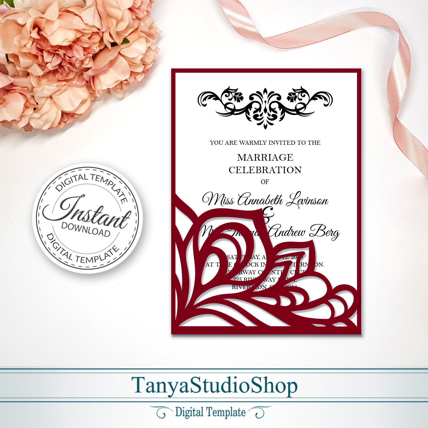 Download 5x7'' invitation template SVG ai CRD eps pdf | Etsy ...