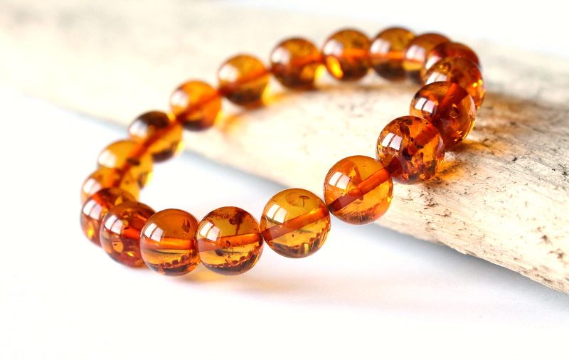 AMBER BRACELET With Clasp Natural BALTIC Amber Beads Silver 925 Ladies Gift Jewelry 14721
