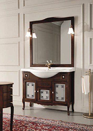 Arredo Bagno 105 Classico Mobile Noce Specchio Cassetti E Lavabo