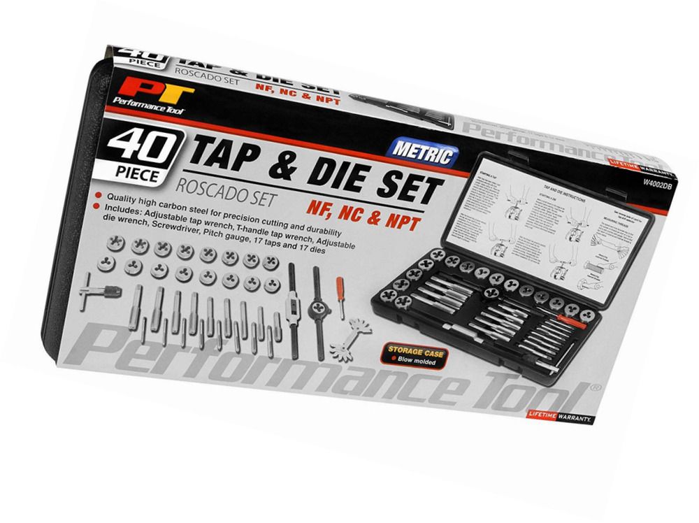 Performance Tool W4002DB 40 Pc MM Tap /& Die Set