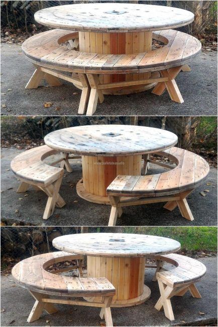 10 Mesas Hechas Con Bobinas De Cable De Madera La Cartera Rota Muebles Con Palets Carreteles De Madera Muebles De Tarima De Madera