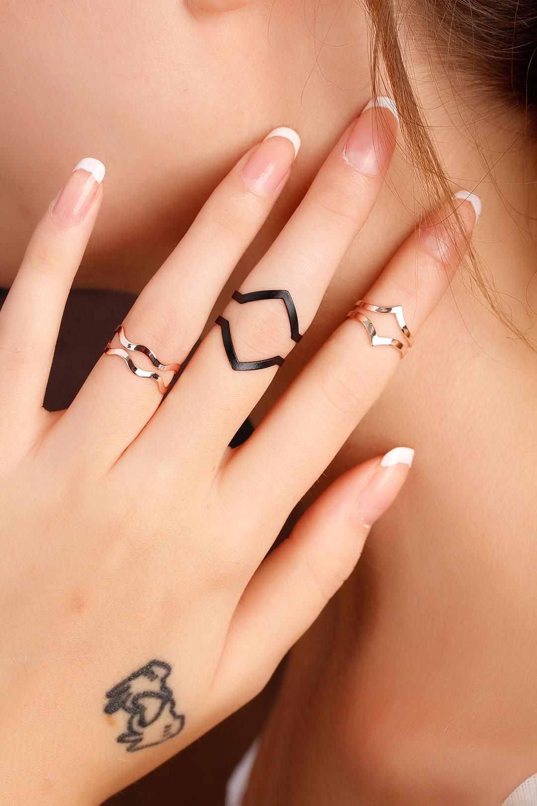 Keskin Gecisler Ile Tasarlanan Yeni Sezon Bronz Renk Ve Mat Siyah Bayan Yuzuk Kombini Siz Hand Jewelry Rings Rings Vintage Boho Women S Jewelry And Accessories