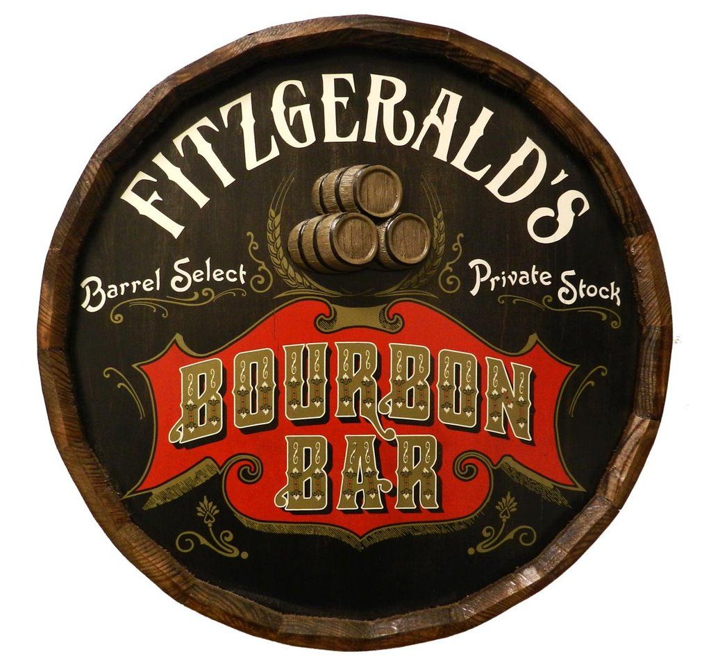 Custom Whiskey Barrel Sign 'Bourbon Bar' Personalized Quarter Barrel Sign Barrel