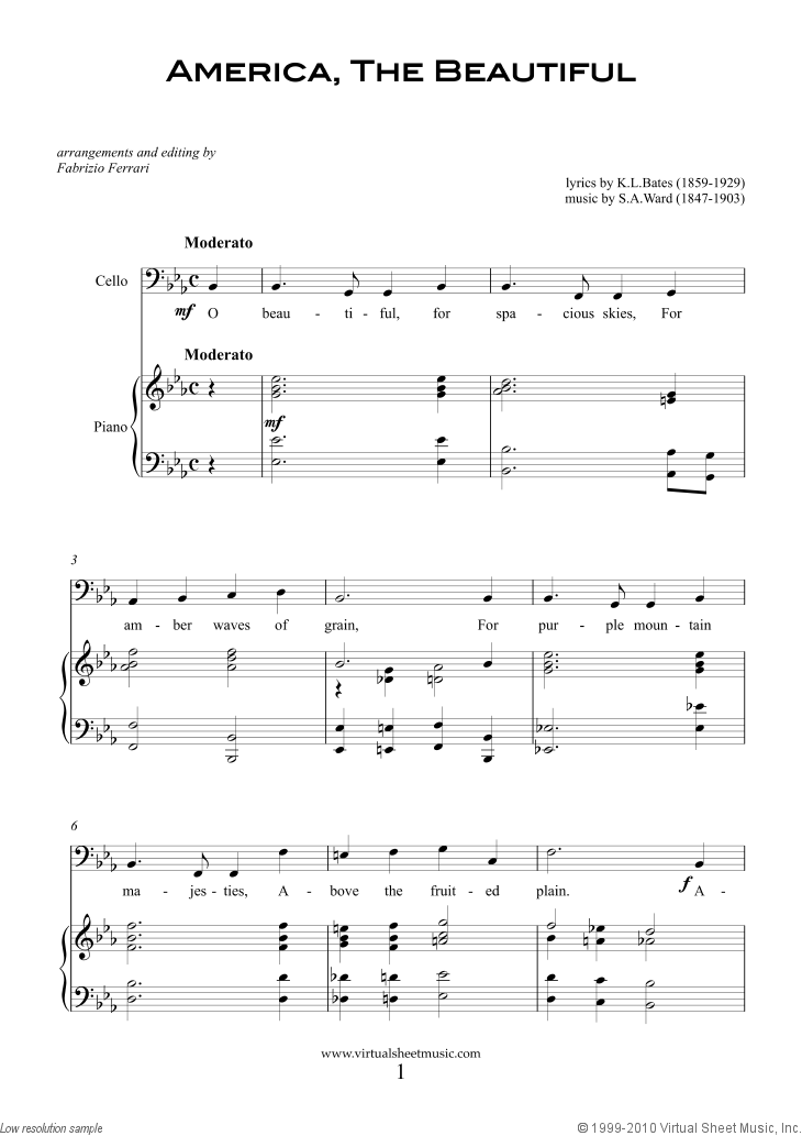 patriotic sheet music and songs for cello and piano usa tunes and higher allegiance sheet music