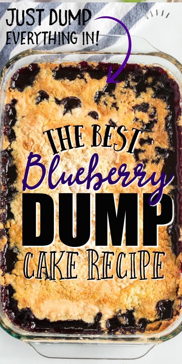 Blueberry dump cake is the perfect dessert recipe for summer. It combines canned blueberry pie filling with shredded coconut, melted butter and yellow cake mix. It comes together in just moments and bakes to create a golden crust with an amazing crunch, filled with layers of warm, bubbly fruit. Cake Mix Desserts, Köstliche Desserts, Dessert Recipes, Indian Desserts, Pie Filling Desserts, Crock Pot Desserts, Blueberry Dump Cakes, Blueberry Desserts, Recipe For Blueberry Dump Cake