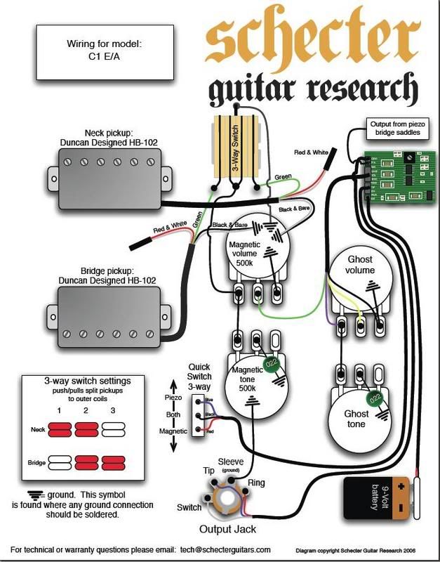 c1 e/a wiring diagram | Schecter, Schecter guitars, The originals