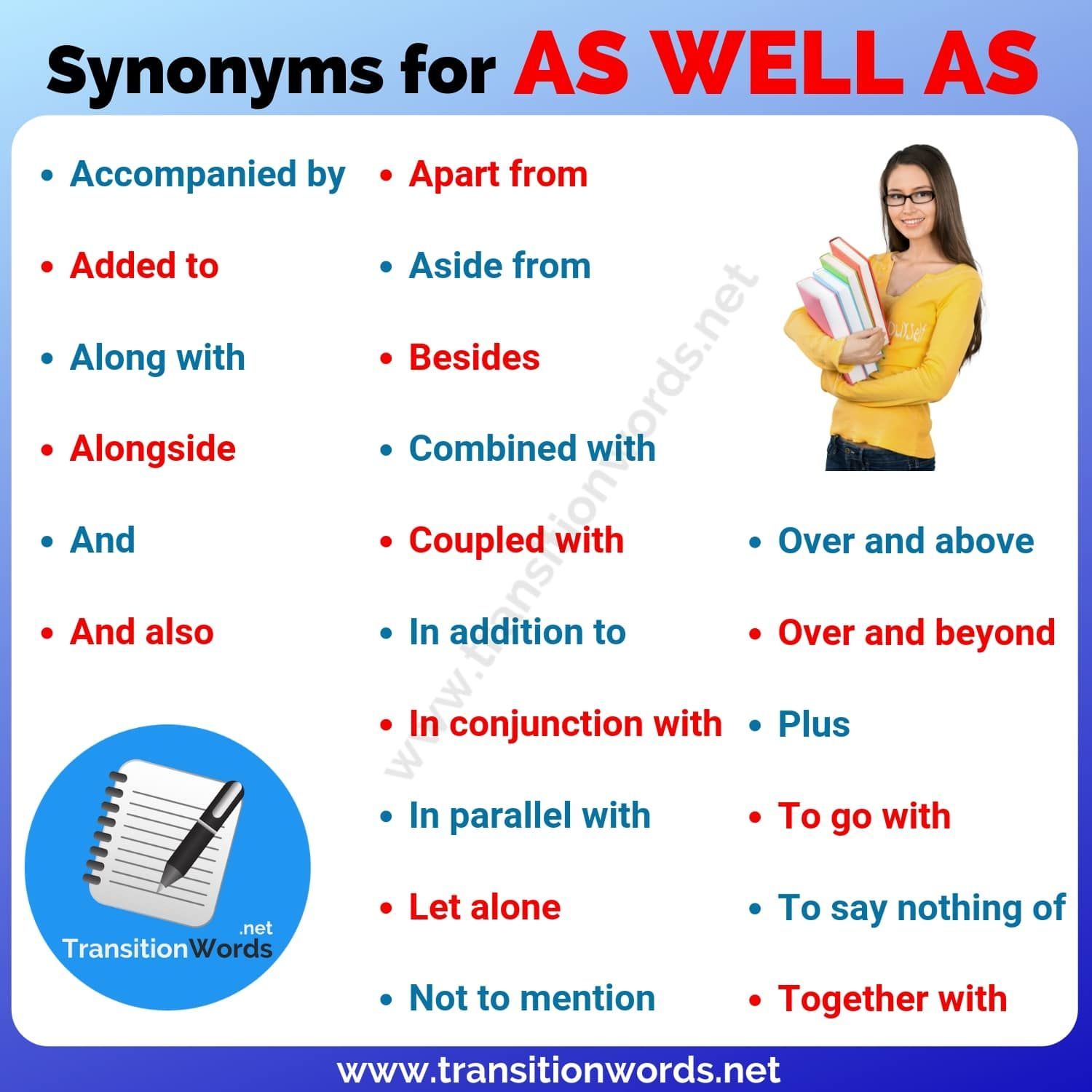 As Well As Synonym List Of 22 Synonyms For As Well As With Examples Transition Words Transition Words How To Speak French List Of Transition Words As Well As Synonym List Of 22 Synonyms For As Well As With Examples Transition Words Transition Words How To Speak French List Of Transition Words