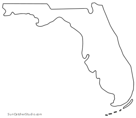 Florida – Map Outline, Printable State, Shape, Stencil, Pattern - Free Printables, Monograms, Design Tools, Patterns, & DIY Projects