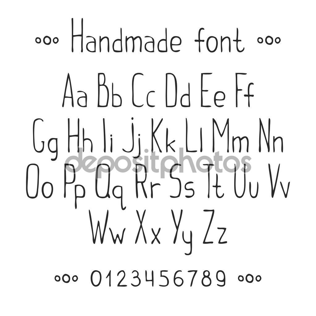 Simple monochrome hand drawn font. Complete abc alphabet set. Vector letters and numbers. Doodle typographic symbols. - Векторная картинка: 55372925 Handwriting Alphabet, Hand Lettering Alphabet, Abc Alphabet, Fonts Alphabet, Brush Lettering, Illustration Simple, Pretty Writing, Handwriting Analysis, Hand Drawn Fonts