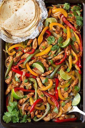 Easy Chicken Fajitas {Oven-Baked on Sheet Pan!} - Easy Chicken Fajitas {Oven-Baked on Sheet Pan!} -