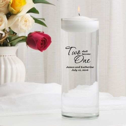 Two Shall Become One Personalized Floating Unity Candle Vase Two Shall Become One Personalized Floating Unity Candle Vase Wedding