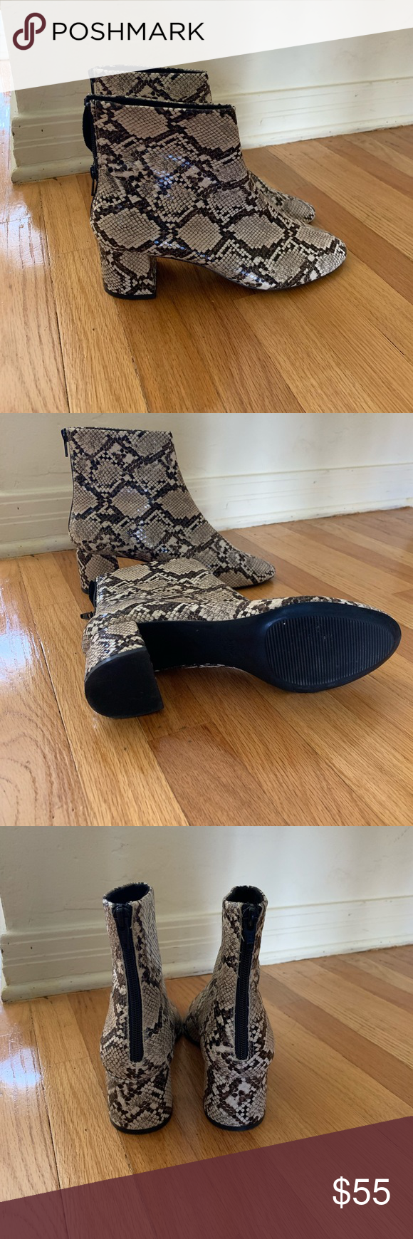 Mango snake print boots Worn once for a couple hours! They are really comfortable. Size 39 fits an 8.5 Mango Shoes Ankle Boots & Booties #snakeprintbootsoutfit