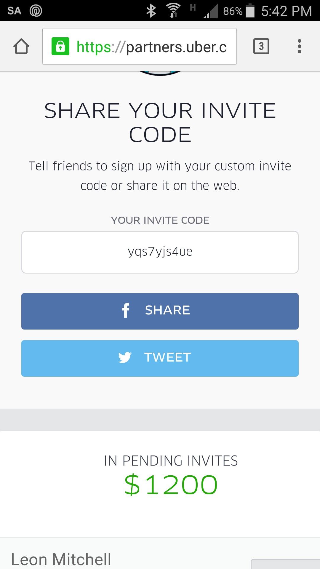free ride on uber using this code or sign up and drive to earn 1200